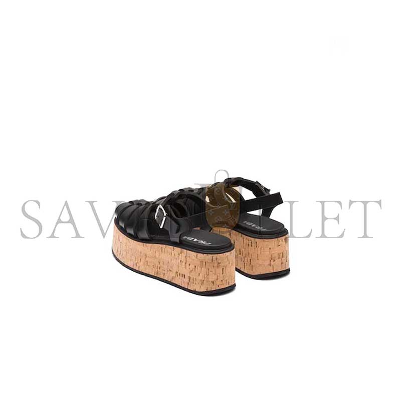 PRADA RUBBER WEDGE PLATFORM SANDALS 1X853M